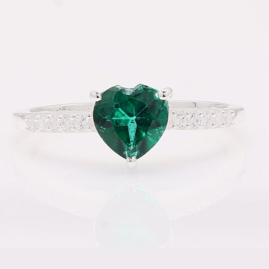 1.84 Ct Heart Green Topaz 925 Silver Ring