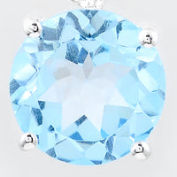 3.25 Ct Round Blue Topaz, 925 Sterling Silver Pendant