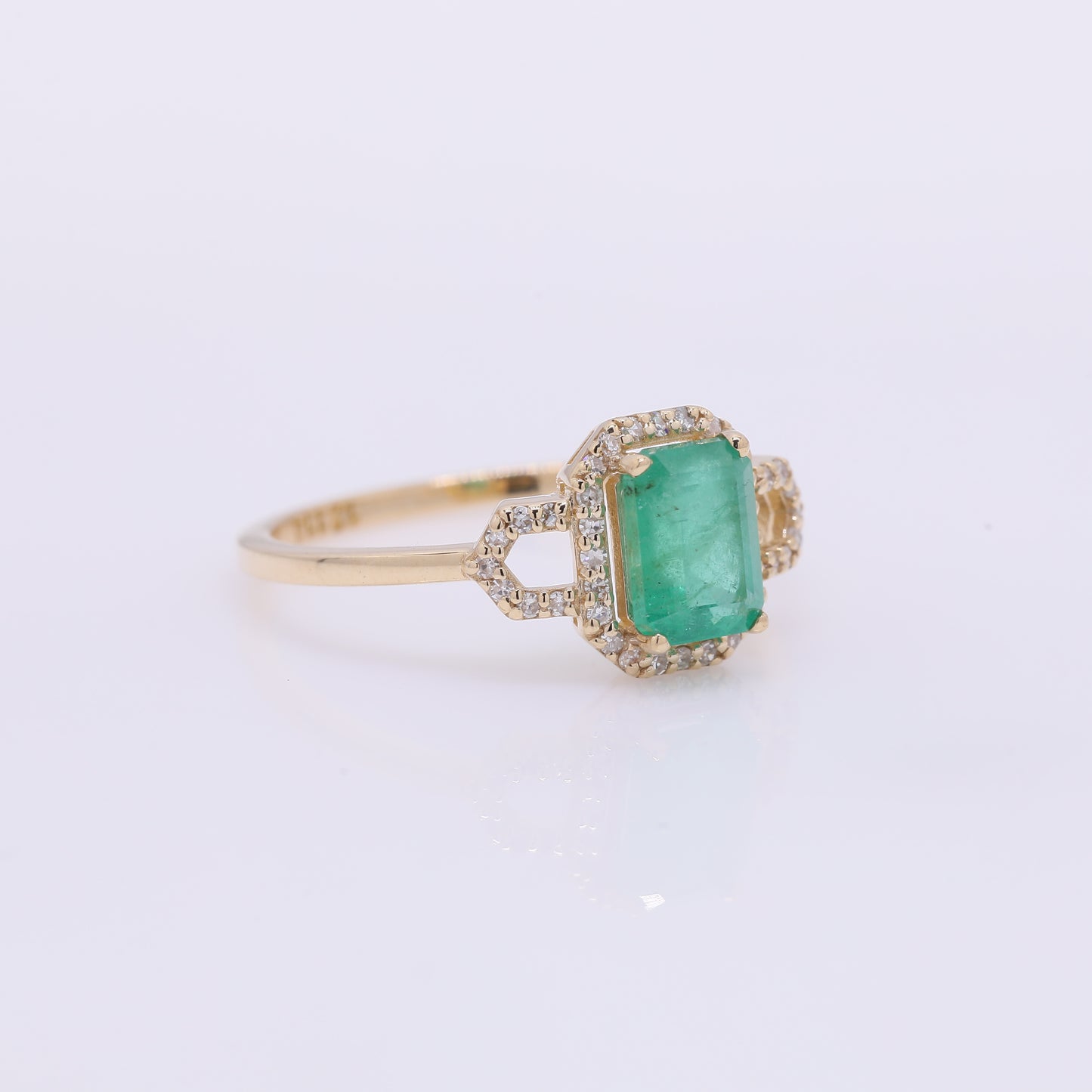 1.23 Ct Octagon Step Cut Natural Emerald 14K Gold Ring