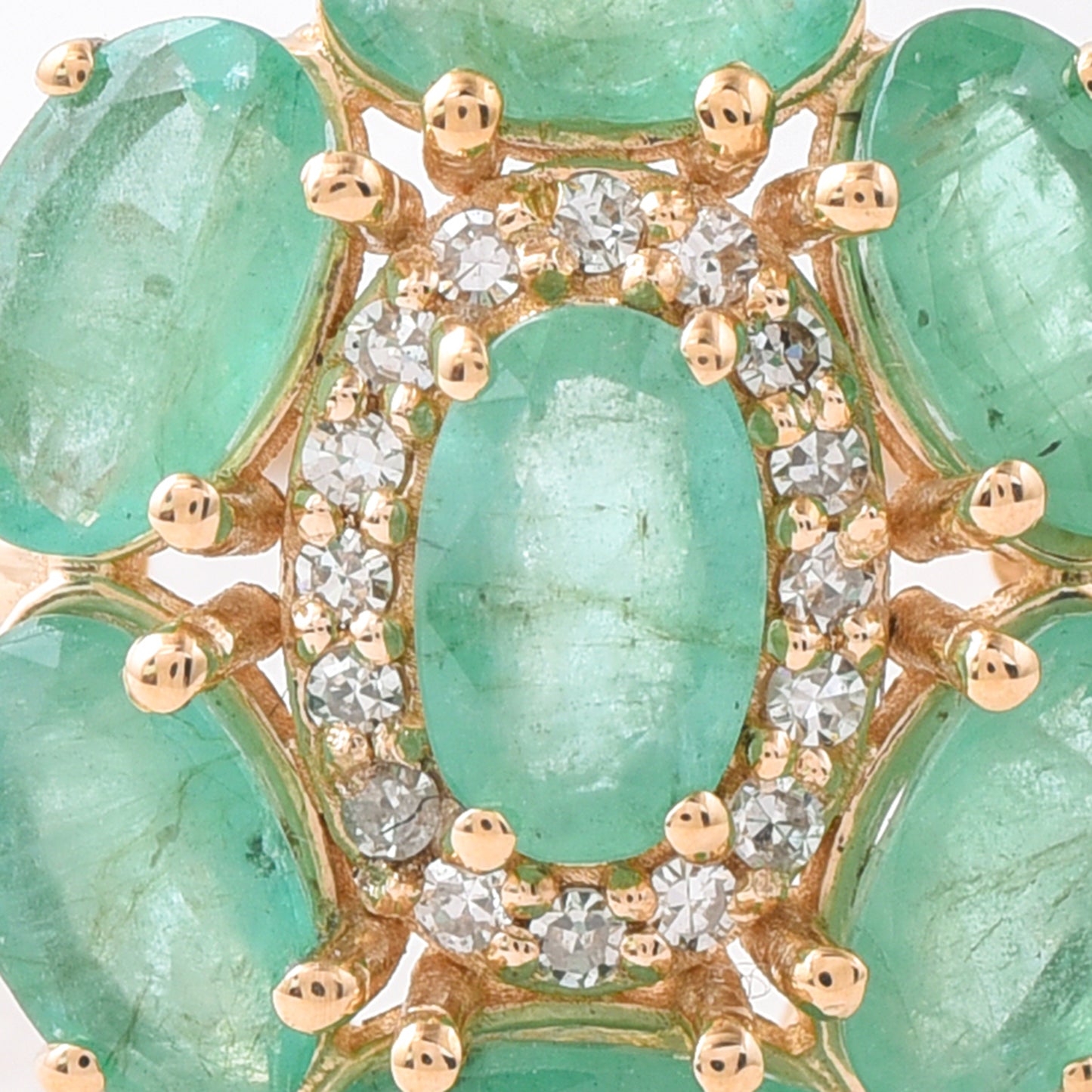 3.12 Ct Oval Mixed Cut Natural Emerald 14K Gold Ring