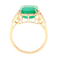 5.51 Ct Octagon Natural Emerald 14K Gold Ring