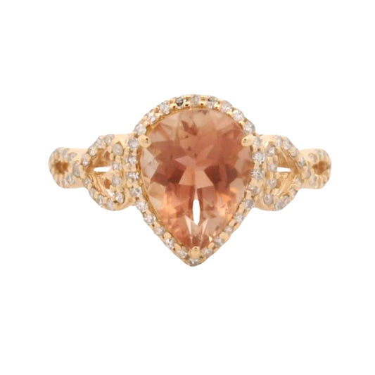 1.65 Ct Pear Oregon Sunstone 14K Gold Ring