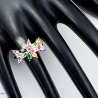 1.79 Ct Marquise Mixed Cut, Round Mixed Cut Multi Tourmaline 950 Platinum Ring