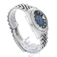 Pre-owned Rolex Datejust 16234G with 10 Diamonds, Blue Gradient, W Serial, Men's