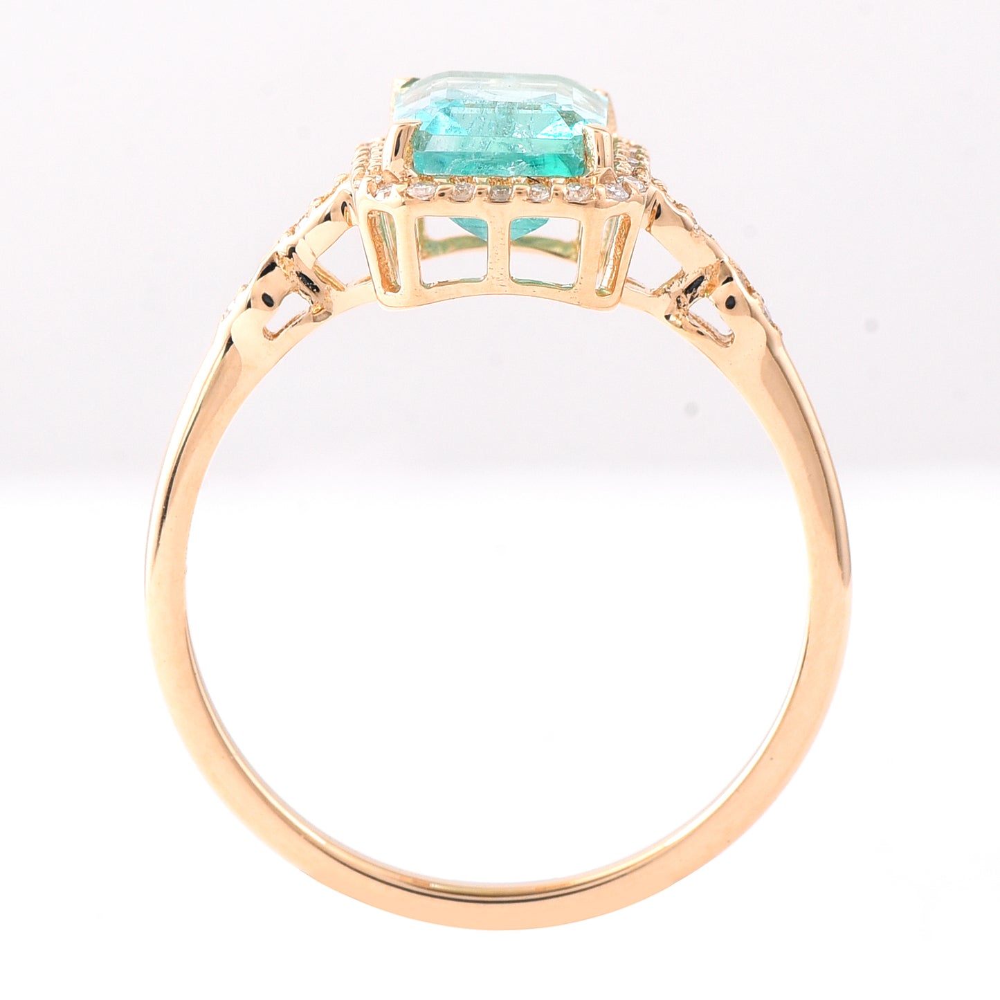 1.63 Ct Octagon Step Cut Natural Emerald 14K Gold Ring