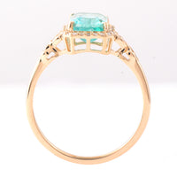 1.63 Ct Octagon Step Cut Natural Emerald 14K Gold Ring
