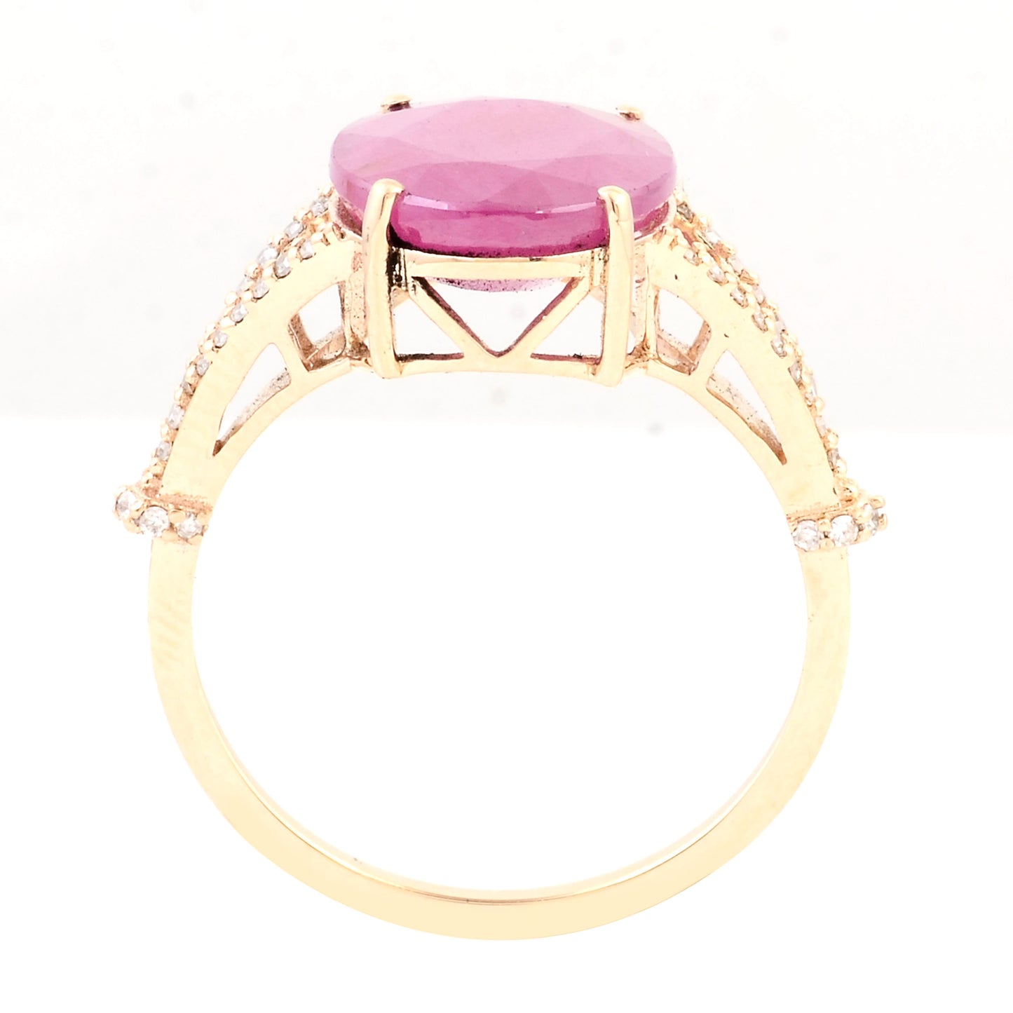 5.28 Ct Oval Mixed Cut Natural Corundum Ruby 14K Gold Ring