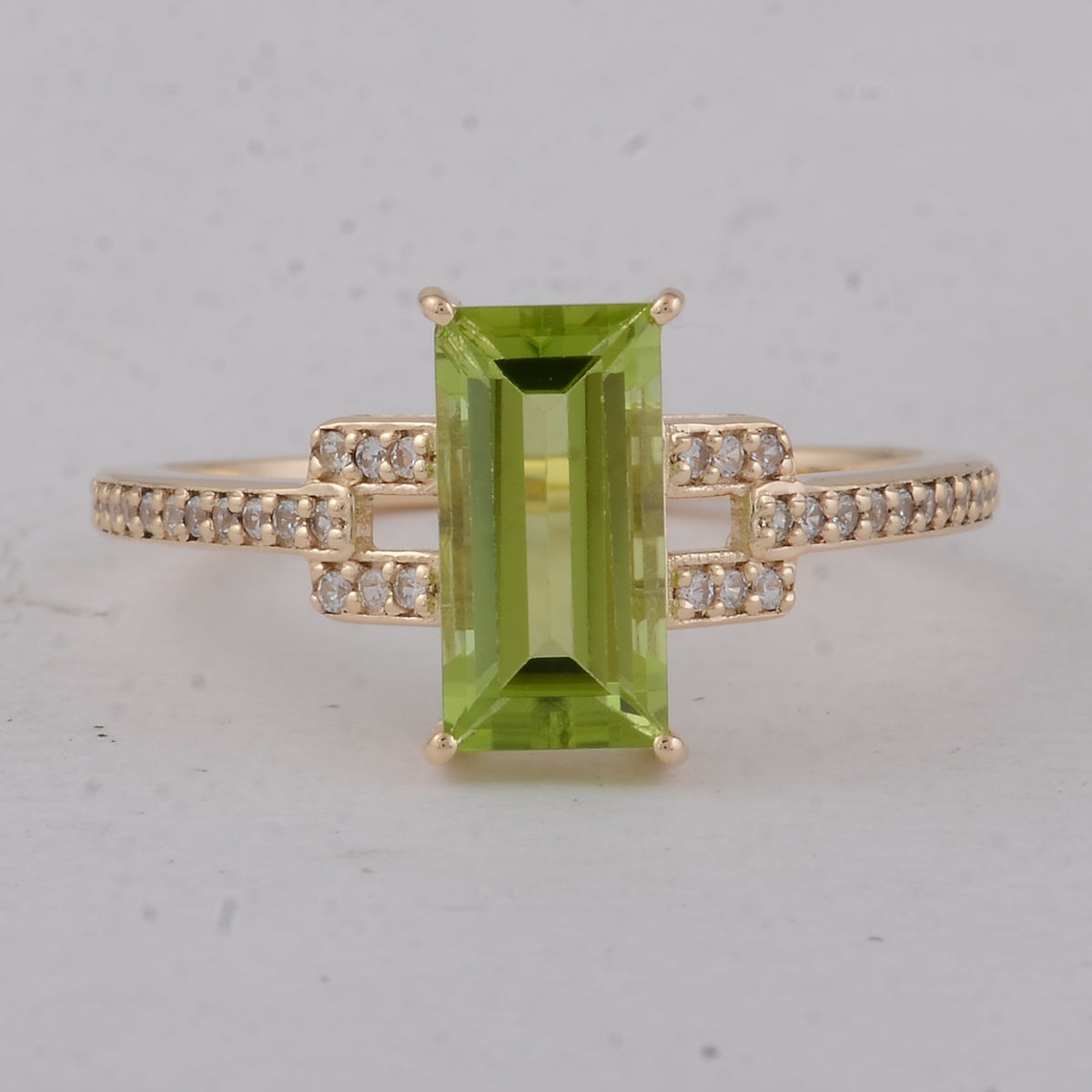 1.96 Ct Baguette Peridot 9K Gold Ring