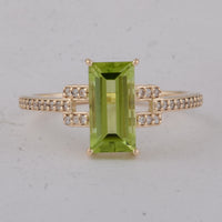 1.96 Ct Baguette Peridot 9K Gold Ring