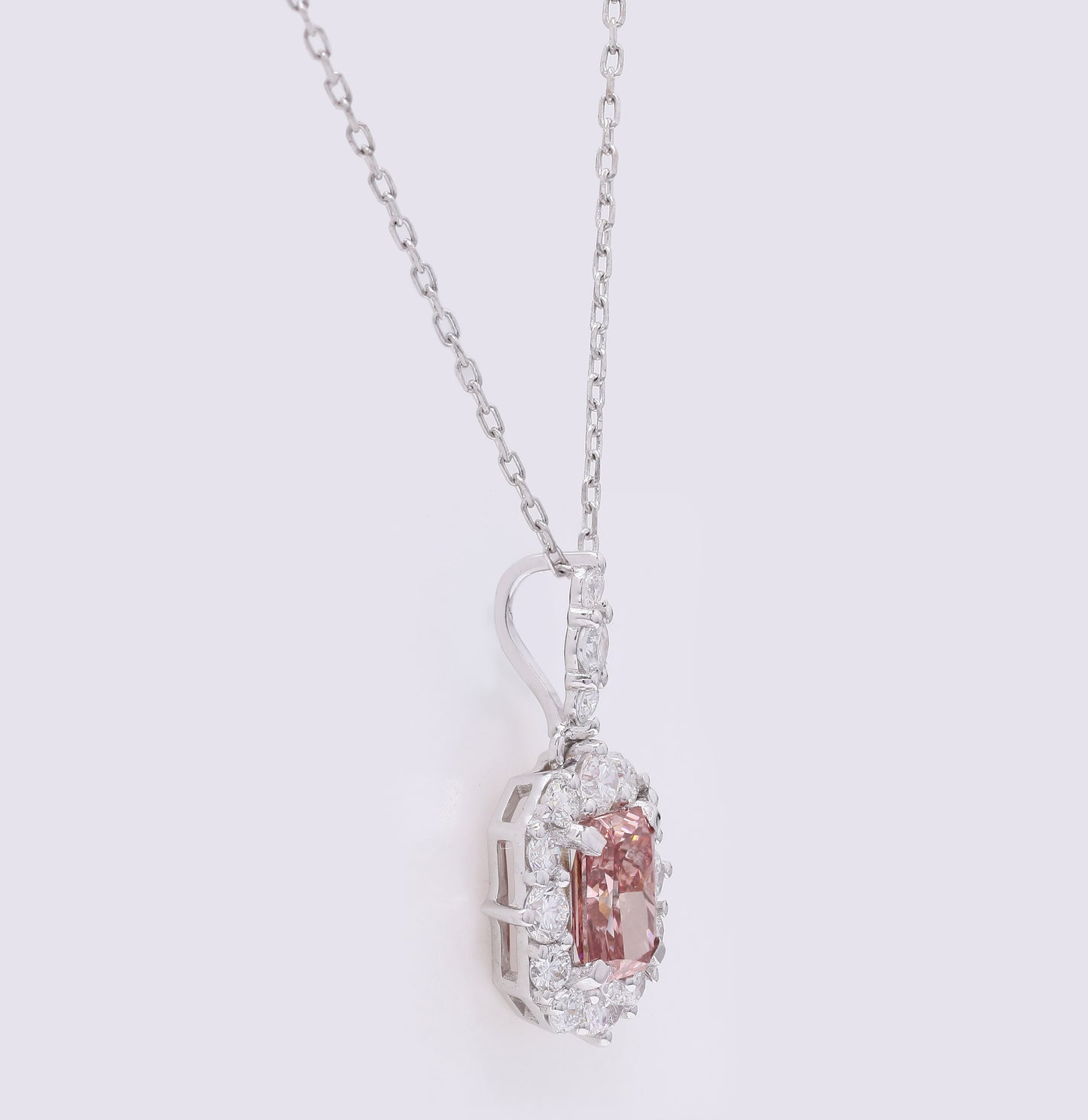 1.70 Carats Fancy Vivid Pink Lab Grown Diamond 14K Gold Pendant