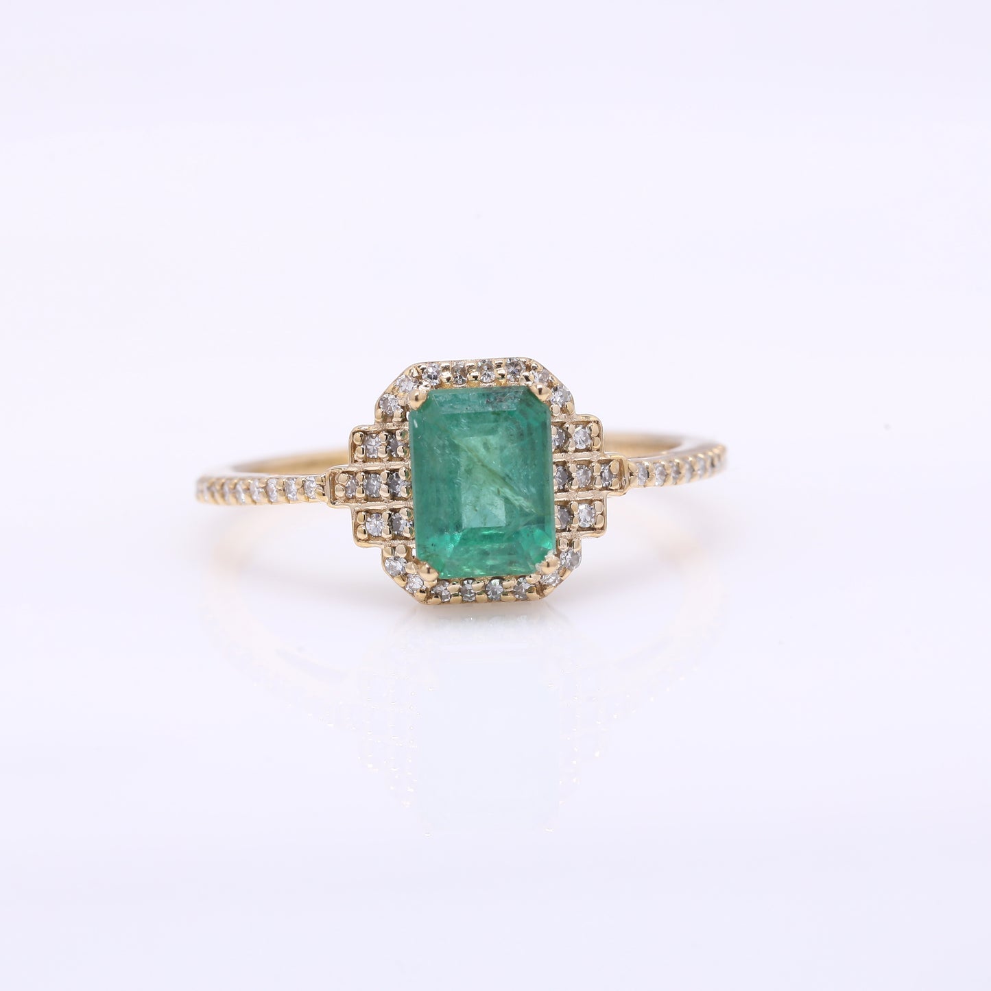 1.32 Ct Octagon Step Cut Natural Emerald 14K Gold Ring