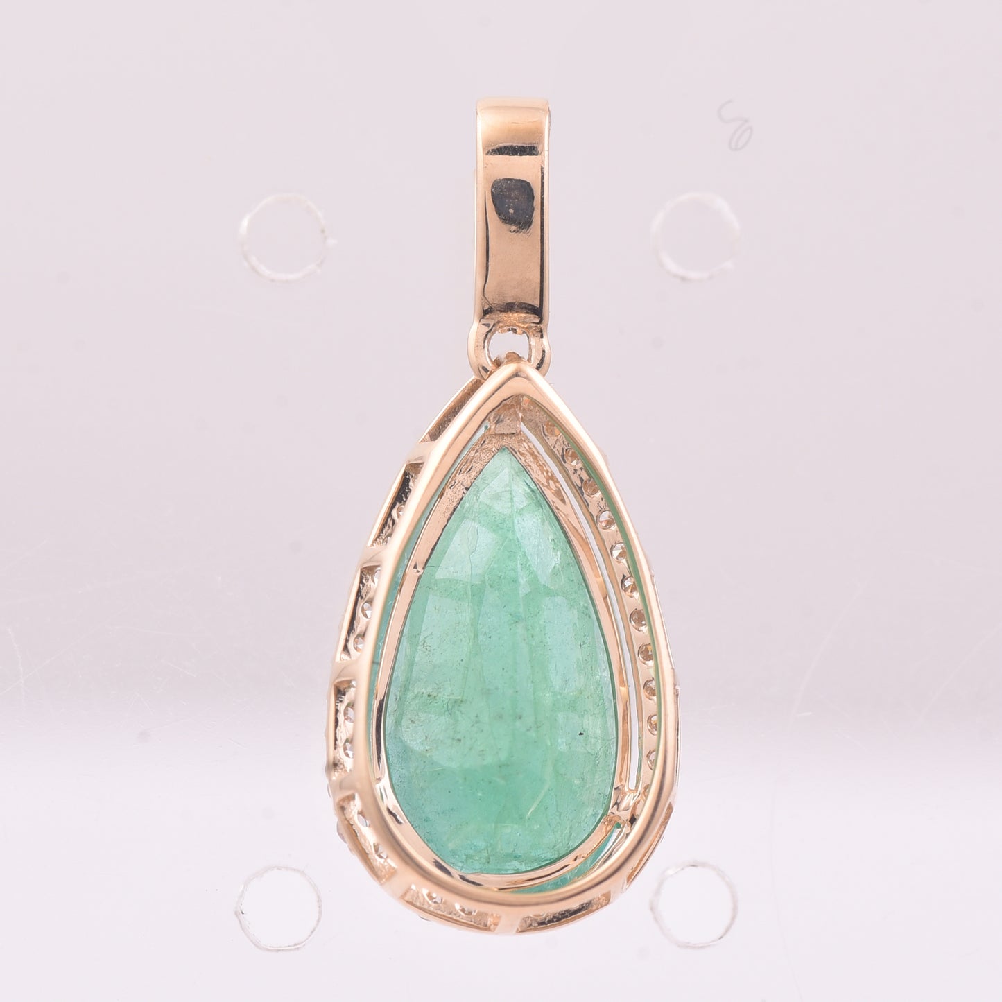3.34 Ct Pear Mixed Cut Natural Emerald 14K Gold Pendant