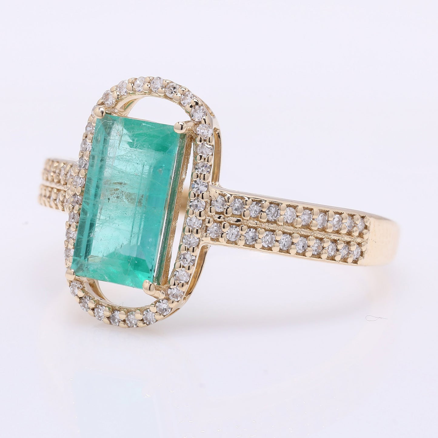 1.38 Ct Octagon Step Cut Natural Emerald 14K Gold Ring