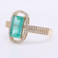 1.38 Ct Octagon Step Cut Natural Emerald 14K Gold Ring