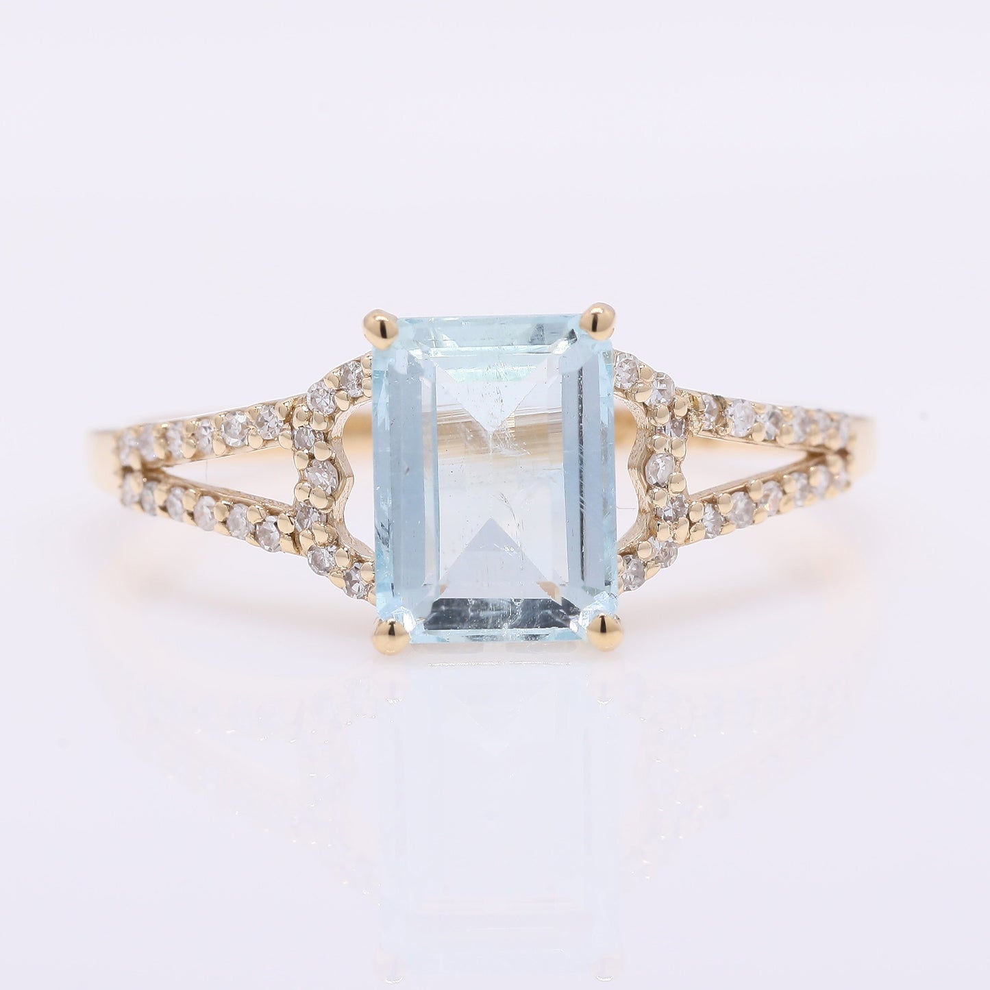 1.63 Ct Octagon Step Cut Natural Aquamarine 14K Gold Ring
