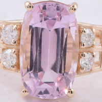 3.69 Ct Cushion Natural Kunzite 14K Gold Ring
