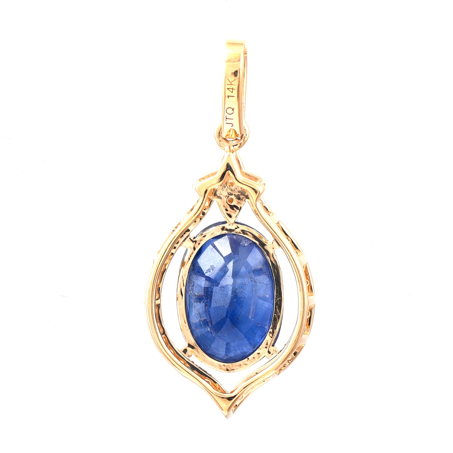 2.86 Ct Oval Mixed Cut Natural Sapphire 14K Gold Pendant