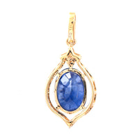 2.86 Ct Oval Mixed Cut Natural Sapphire 14K Gold Pendant