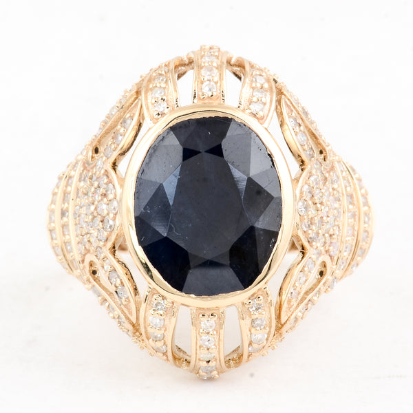 6.75 Carats Natrual Corundum Sapphire 14K Gold Ring