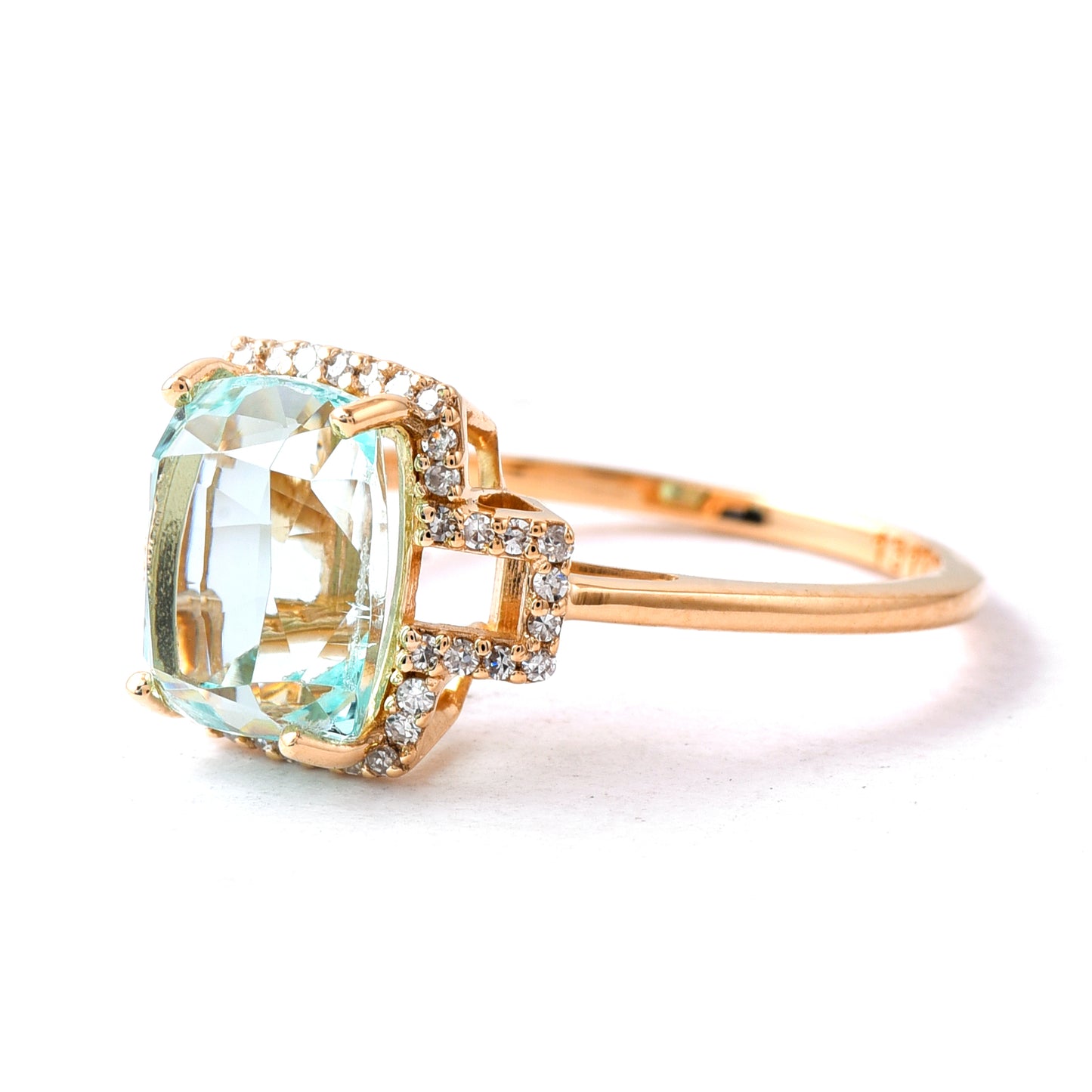 2.94 Ct Cushion Mixed Cut Natural Emerald 14K Gold Ring