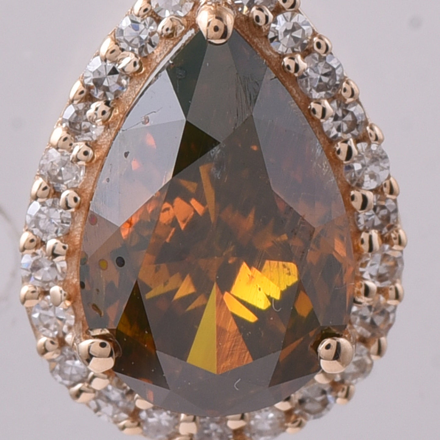 1.07 Ct Pear Red Diamond 14K Gold Pendant