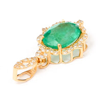 2.25 Ct Oval Natural Emerald 14K Gold Pendant