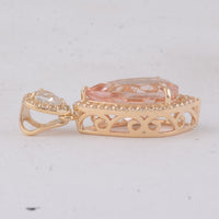 3.31 Ct Pear Morganite 9K Gold Pendant