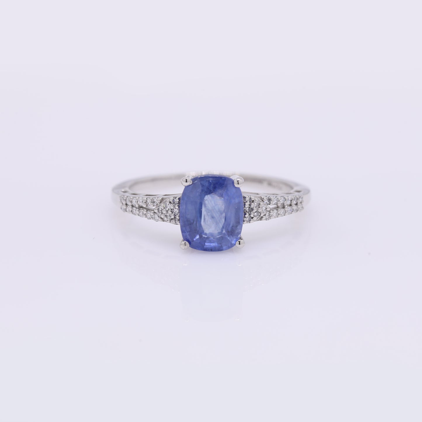 2.17 Ct Cushion Mixed Cut Natural Sapphire 950 Platinum Ring