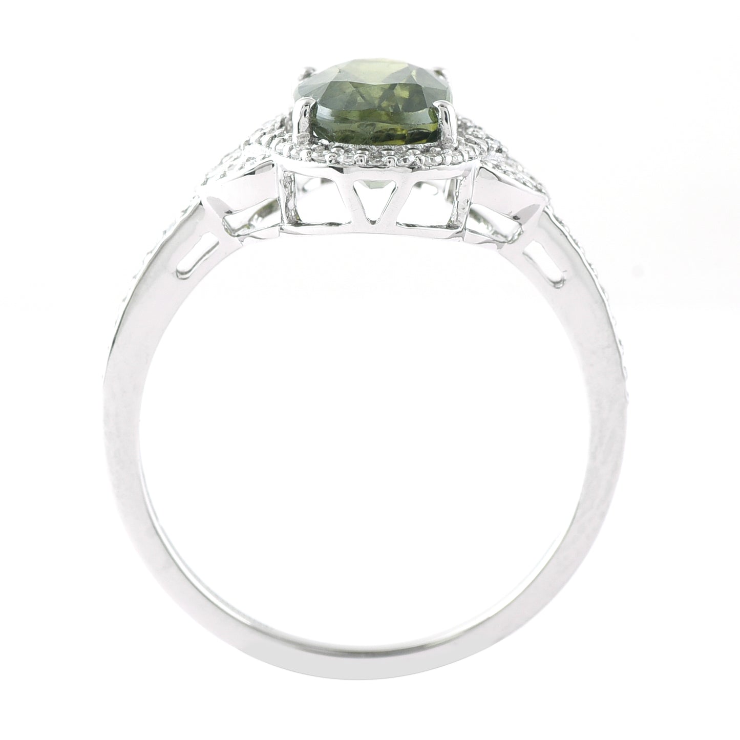 2.42 Ct Oval Mixed Cut Natural Green Sapphire 950 Platinum Ring