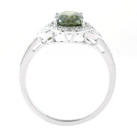 2.42 Ct Oval Mixed Cut Natural Green Sapphire 950 Platinum Ring