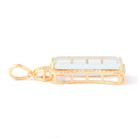 4.01 Ct Rectangle Step Cut Natural Aquamarine 14K Gold Pendant