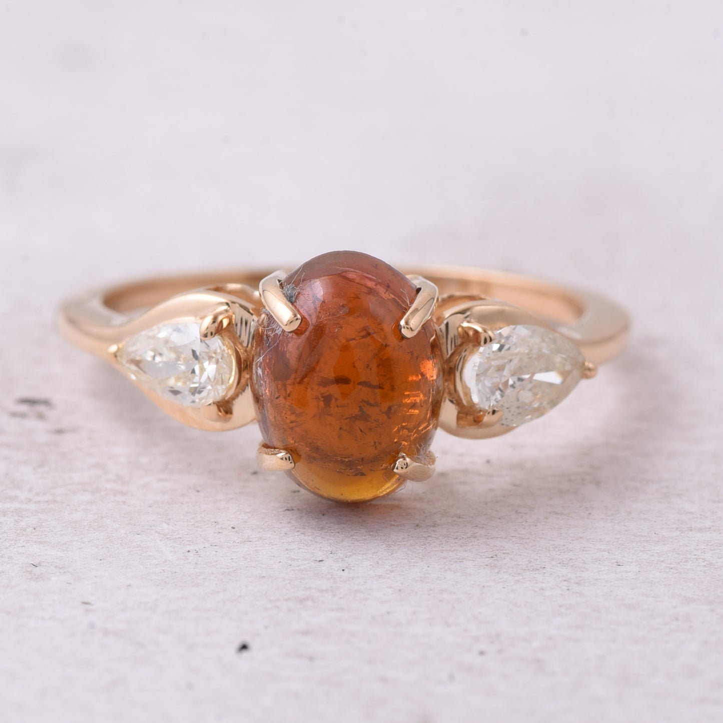 2.39 Ct Oval Cabochon Cut Natural Tourmaline 14K Gold Ring