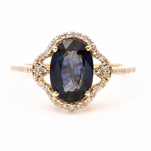 2.68 Ct Oval Natural Sapphire 14K Gold Ring