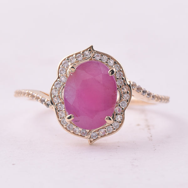 2.60 Ct Oval Ruby 9K Gold Ring