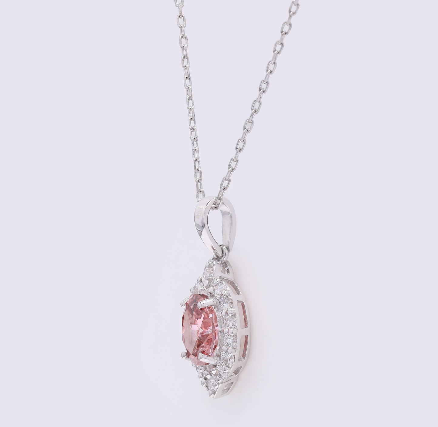 1.41 Carats Fancy Vivid Pink Lab Grown Diamond 14K Gold Pendant