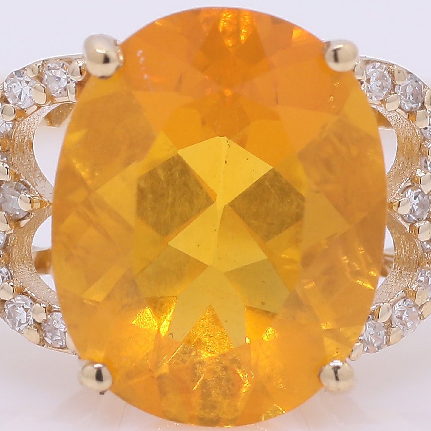 1.77 Ct Oval Mixed Cut Natural Fire Opal 14K Gold Ring