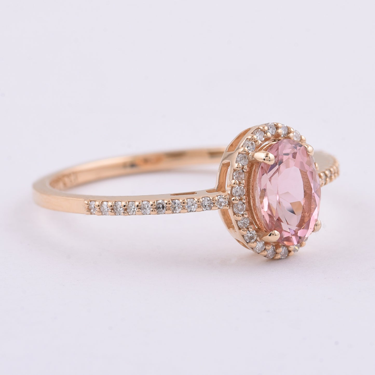 0.92 Ct Oval Natural Pink Tourmaline 14K Gold Ring