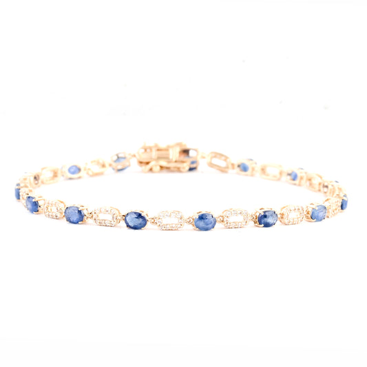 4.08 Ct Oval Sapphire 14K Gold Bracelet