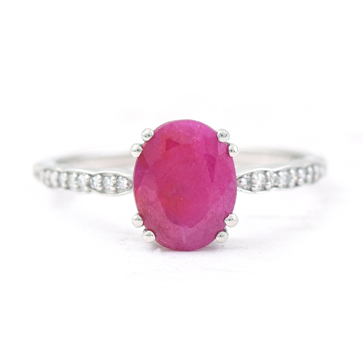 1.72 Ct Oval Mixed Cut Natural Ruby 950 Platinum Ring