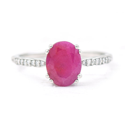 1.72 Ct Oval Mixed Cut Natural Ruby 950 Platinum Ring