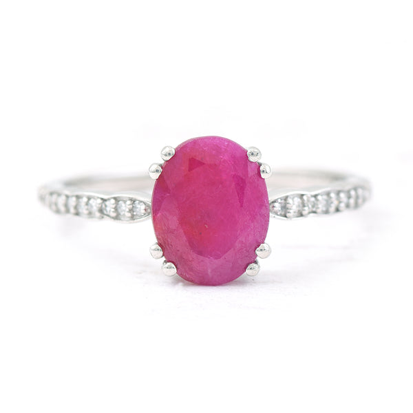 1.72 Ct Oval Mixed Cut Natural Ruby 950 Platinum Ring