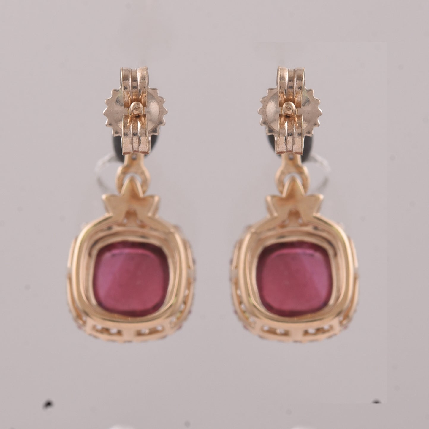2.60 Ct Cushion Tourmaline 9K Gold Earrings