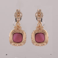 2.60 Ct Cushion Tourmaline 9K Gold Earrings
