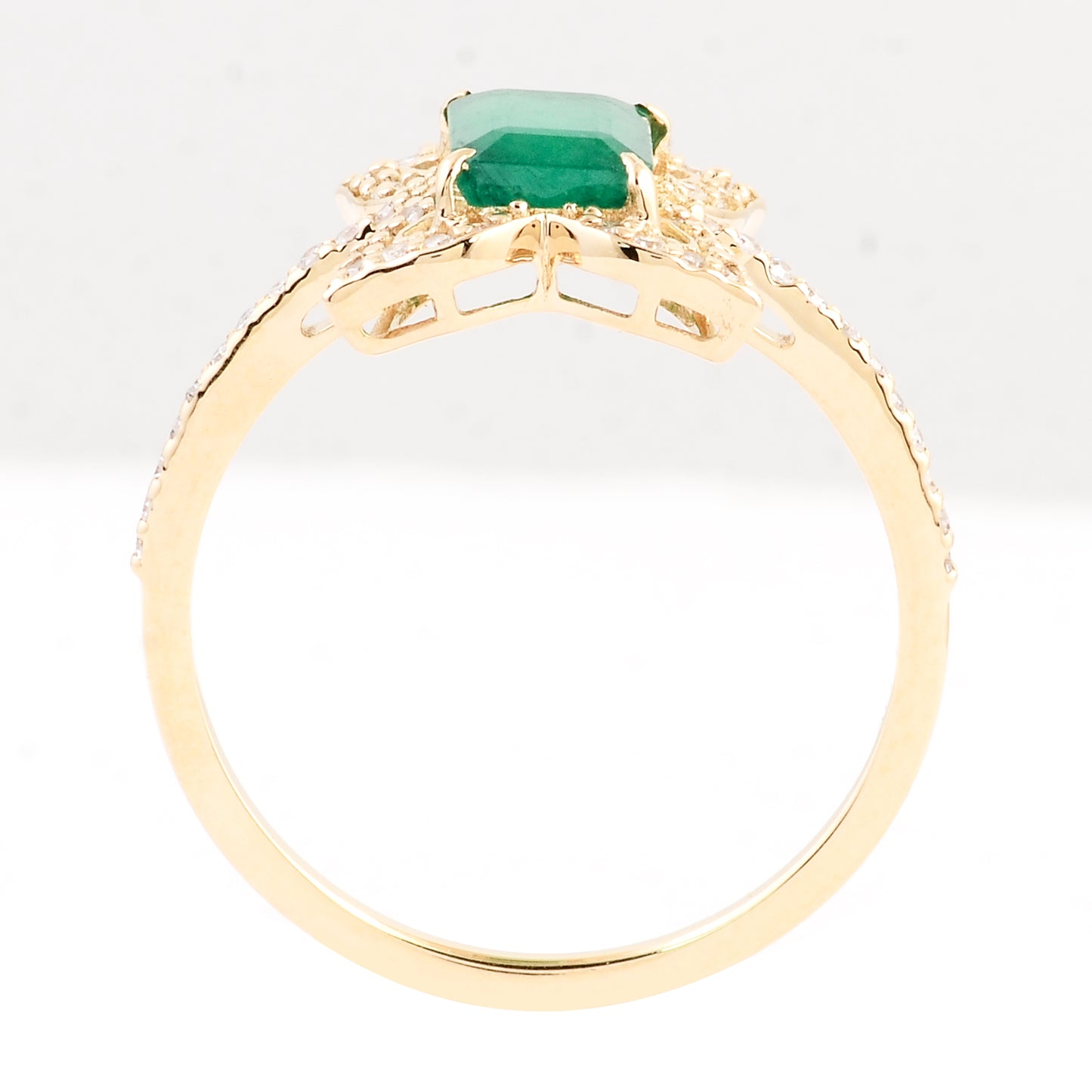 1.15 Ct Emerald Cut Natural Beryl Emerald 14K Gold Ring