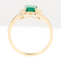 1.15 Ct Emerald Cut Natural Beryl Emerald 14K Gold Ring