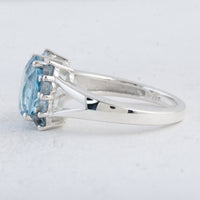 3.24 Ct Oval Blue Topaz 925 Sterling Silver Ring