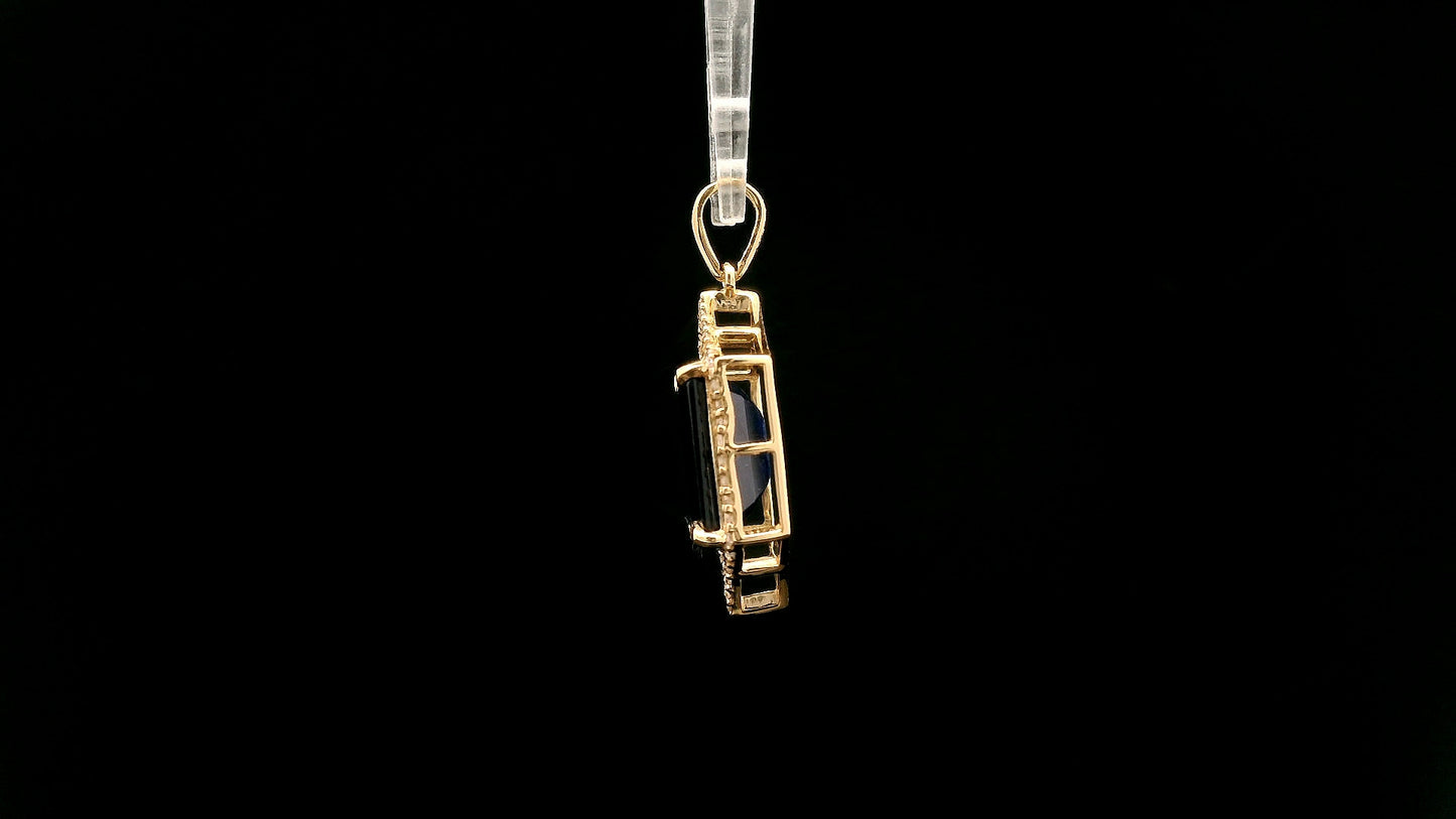 4.45 Ct Octagon Natural Sapphire 14K Gold Pendant