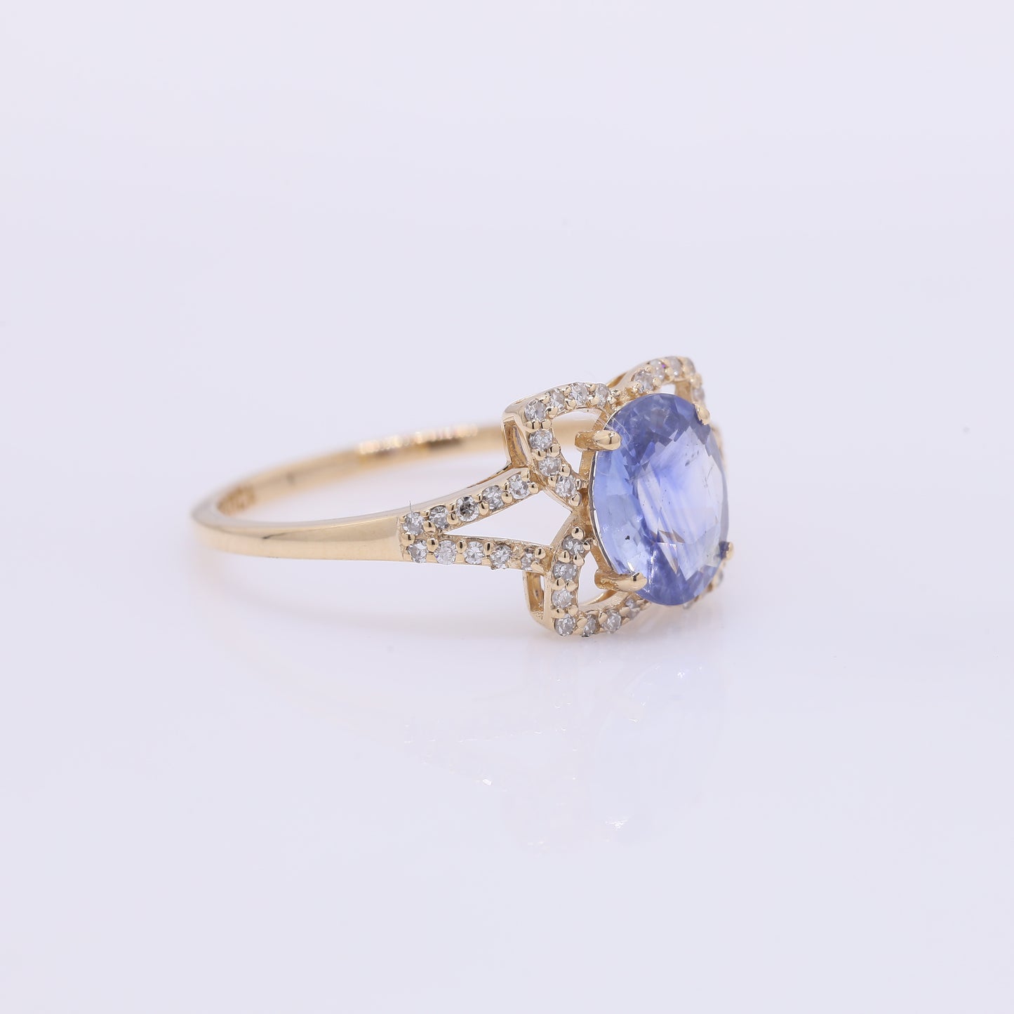 1.58 Ct Oval Mixed Cut Natural Sapphire 14K Gold Ring
