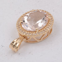 3.31 Ct Oval Morganite 9K Gold Pendant