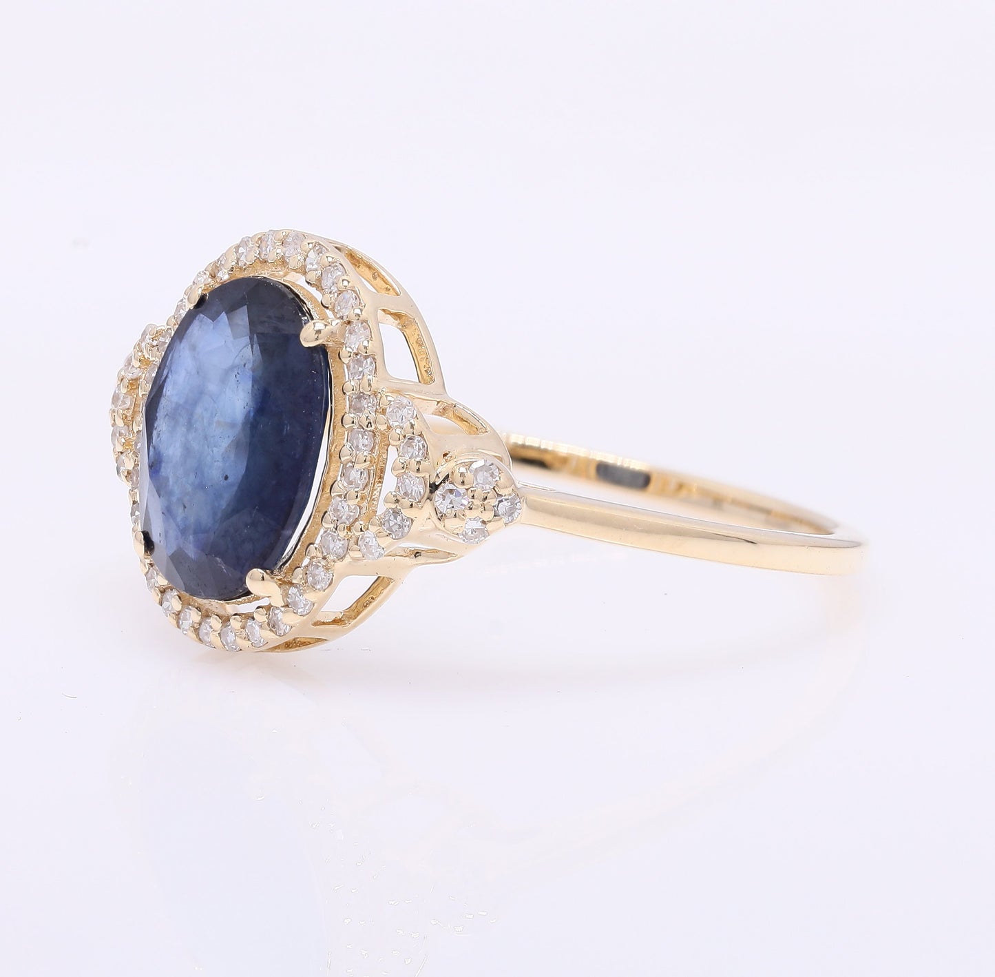 1.99 Ct Oval Mixed Cut Natural Sapphire 14K Gold Ring
